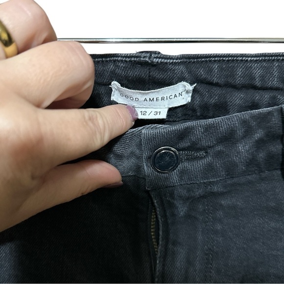 EUC - Good American Good Classic High Waisted Ripped Straight Size 12 Black - Picture 5 of 6